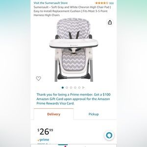 Gray and white chevron high chair replacement pad